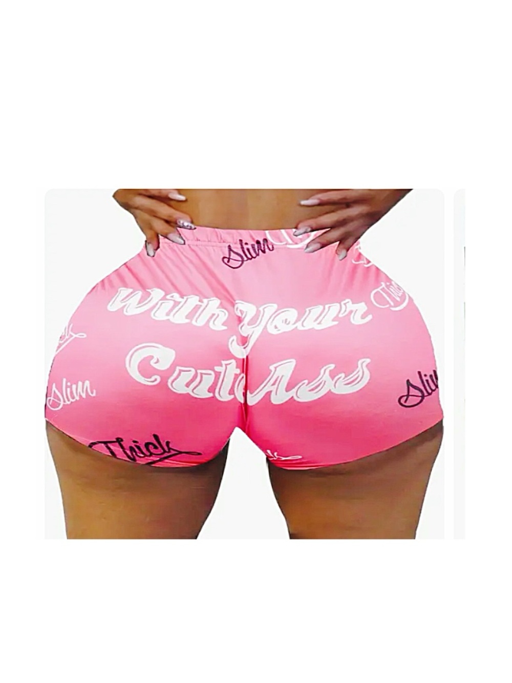 SlimThick, With Your Cute A…..' Women's Shorts, Pink